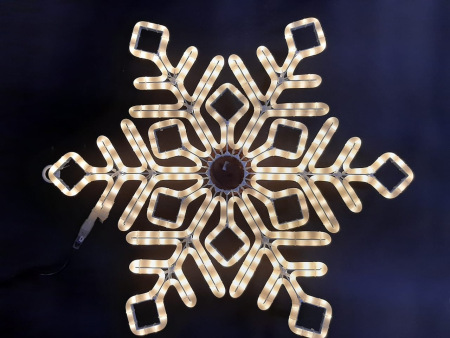 Светодиодная снежинка Rich LED, теплый белый, дюралайт на металлокаркасе, 70 см, 360 LED, 220 B. RL-SFDLM70-WW