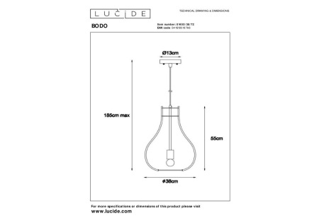 Подвесной светильник Lucide Bodo 01400/38/72