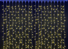 Светодиодный занавес (дождь) Rich LED 2*1 м облегченный, влагозащитный колпачок, тепло белый, прозрачный провод, RL-CS2*1-CT/WW