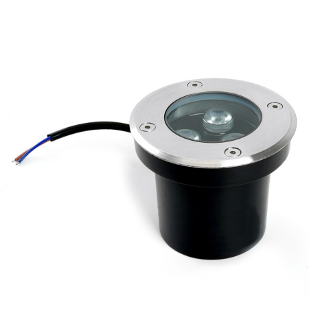 Светодиодный светильник тротуарный (грунтовый) Feron SP2801, 3W, AC12-24, низковольтный, 3000К, черный, D100*H80mm, вн.диаметр:70m