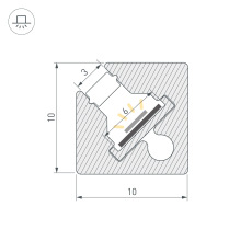 Профиль с экраном SL-KANT-H10-SQUARE-2000 IRON GREY (Arlight, Алюминий+пластик)