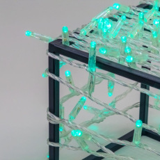 Гирлянда Нить с Колпачком 10м Аква 24В, 100 LED, Провод Прозрачный ПВХ, IP65