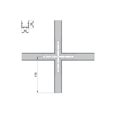 Соединитель  RVE-CONNECT-X  угловой X-образный для встраиваемого профиля 35x35 мм.
