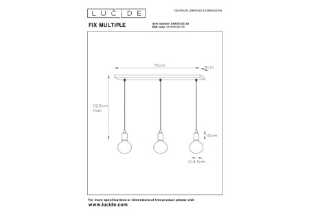 Подвесной светильник Lucide Fix Multiple 08408/03/30