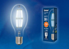 Лампа светодиодная филаментная Uniel E40 30W 6500K прозрачная LED-ED90-30W/DW/E40/CL GLP05TR UL-00003761