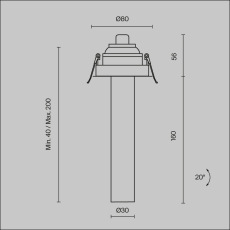 Встраиваемый светильник Focus T 4000K 7Вт 36°, C140RS-L200-7W4K-B