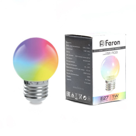 Лампа светодиодная, (3W) 230V E27 RGB G60, LB-371 матовый быстрая смена цвета