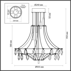 7000/51CL CLASSIC ODL_EX25 83 Потолочный светильник металл/хрусталь/нерж сталь IP20 LED 51W 4000K 220-240V FLAMENCO