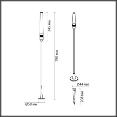 7020/4GL NATURE ODL25 708 Ландшафтный светильник 790мм металл/акрил IP65 LED 4W CRI 90 3000K 24V CANNA (нужен драйвер 357781/357782)