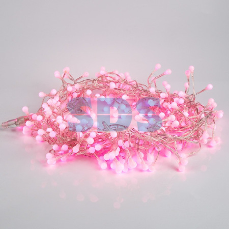 Гирлянда Мишура LED  3 м  Прозрачный ПВХ, 288 диодов, цвет розовый