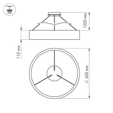 Светильник SP-TOR-RING-HANG-R600-42W Warm3000 (BK, 120 deg) (Arlight, IP20 Металл, 3 года), 023395(1)