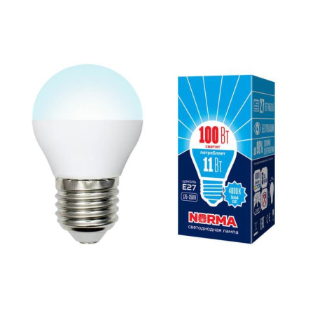 Лампа светодиодная E27 11W 4000K матовая LED-G45-11W/NW/E27/FR/NR UL-00003834