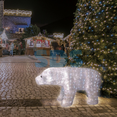 Акриловая светодиодная фигура «Полярный медведь» 112х58 см, 400 светодиодов, понижающий трансформатор в комплекте