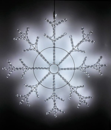 Светодиодная Снежинка Ø1,1м Белая, Дюралайт на Металлическом Каркасе, IP54