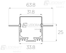 Профиль алюминиевый под шпаклевку LC-LPSH-2564-2 Anod