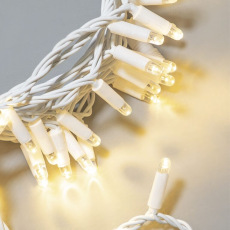 Гирлянда Нить 10м Тепло-Белая 24В, 100 LED, Провод Белый Каучук 2,3мм, IP65