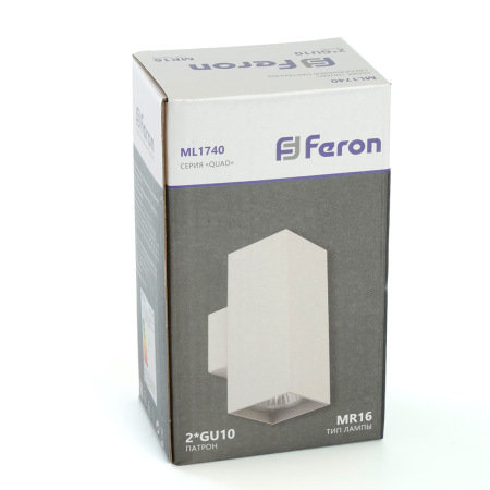 Светильник настенный Feron ML1740 QUAD MR16 35W, 230V, 2*GU10, белый IP20