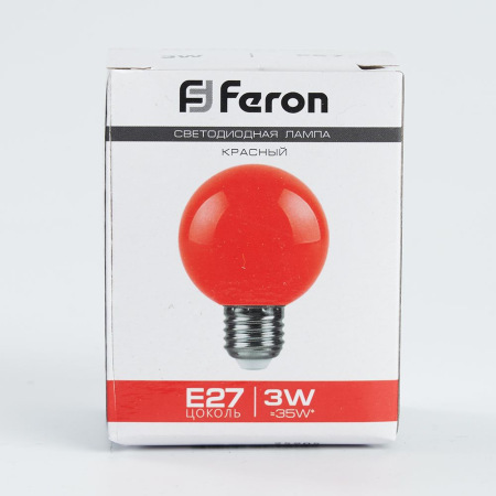 Лампа светодиодная, (3W) 230V E27 красный G60, LB-371