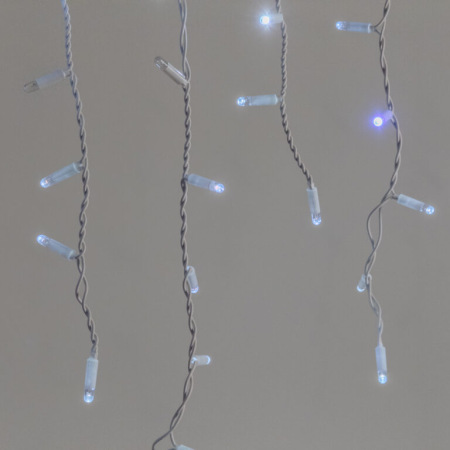 Гирлянда Бахрома 3,1 x 0,5 м Белая с Мерцанием Белого Диода 220В, 120 LED, Провод Белый Каучук 2,3мм, IP65