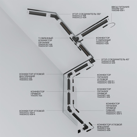 Шинопровод 1м Exility встраиваемый черный TRX034-421B