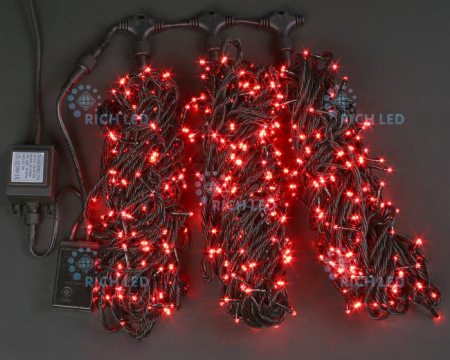 Светодиодный спайдер 600 LED, IP54, для улицы и помещения, провод черный, Свечение: 8 режимов, RL-T3*20N2-B/R