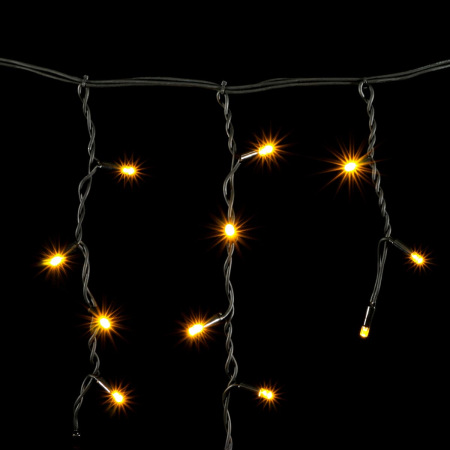 Гирлянда Бахрома 3,1 x 0,5 м Желтая 220В, 120 LED, Провод Черный Каучук, IP54