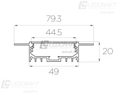 Профиль алюминиевый под шпаклевку LC-LPSH-2080-2 Anod