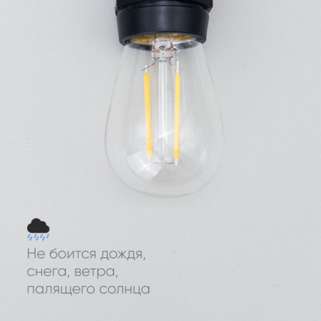 Лампа Филаментная H60 мм 220В, Цоколь E27, 2 Вт, Тепло-белая, 2200К