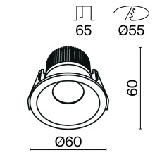 Встраиваемый светильник Zoom 3000K 1x6Вт 60° IP 65 DL034-01-06W3K-W