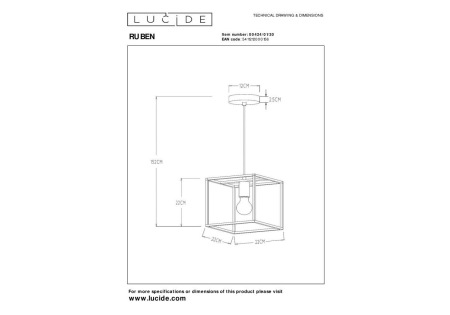 Подвесной светильник Lucide Ruben 00424/01/30