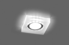 Светильник потолочный встраиваемый со светодиодной подсветкой 15LED*2835 SMD 4000K, MR16 50W G5.3, белый матовый, хром, CD8180 с драйвером в комплекте