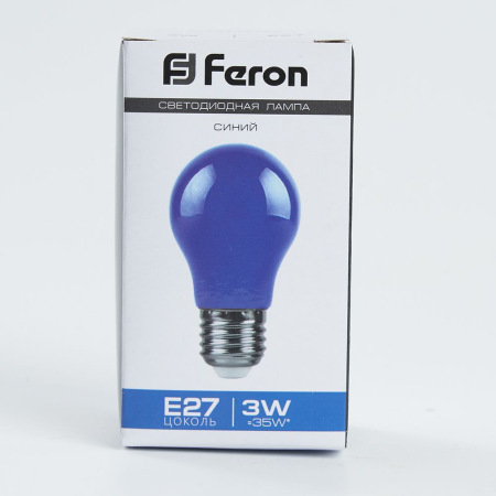 Лампа светодиодная, (3W) 230V E27 синий A50, LB-375