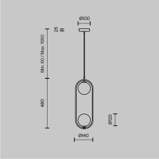 Подвесной светильник Ring G9х2 25Вт, MOD013PL-02W