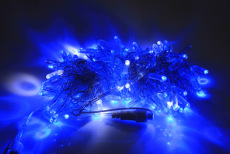 LED-PLS-100-10M-240V-B/C-F(W)-W/O,Синий/белый флэш на прозр. пр., соед.(без шнура) С КОЛПАЧКОМ