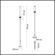 7020/4GA NATURE ODL25 708 Ландшафтный светильник 990мм металл/акрил IP65 LED 4W CRI 90 3000K 24V CANNA (нужен драйвер 357781/357782)