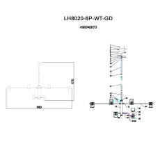 Подвесная люстра Lumien Hall Саурис LH8020/8P-WT-GD