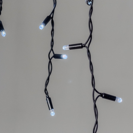 Гирлянда Бахрома 3,1 x 0,5 м Белая с Мерцанием Белого Диода 220В, 120 LED, Провод Черный Каучук 2,3мм, IP65