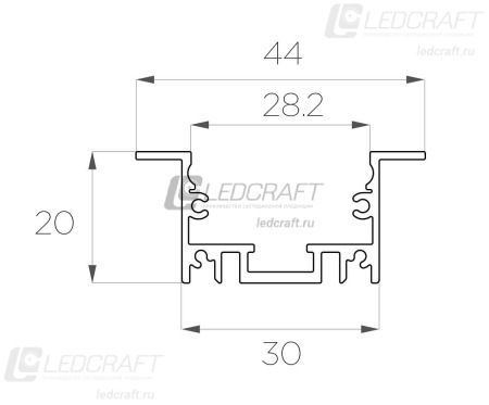 Профиль врезной алюминиевый LC-LPV-2044-2 Anod