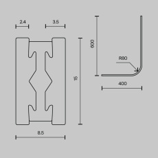 Радиусный коннектор для шинопровода Flarity платина, TRX154-RC80-PT