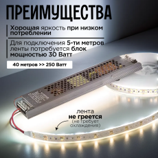 Светодиодная лента KS-2835-12v-4,8-60-6000K-IP20, LEDRUS