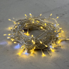 Гирлянда Нить 10м Золотой с Мерцанием Белого Диода 24В, 100 LED, Провод Прозрачный ПВХ, IP54