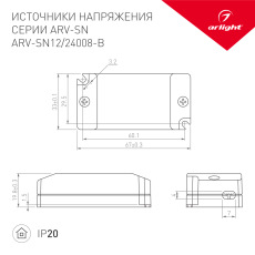 Блок питания ARV-SN24008-B (24V, 0.33A, 8W) (Arlight, IP20 Пластик, 3 года)