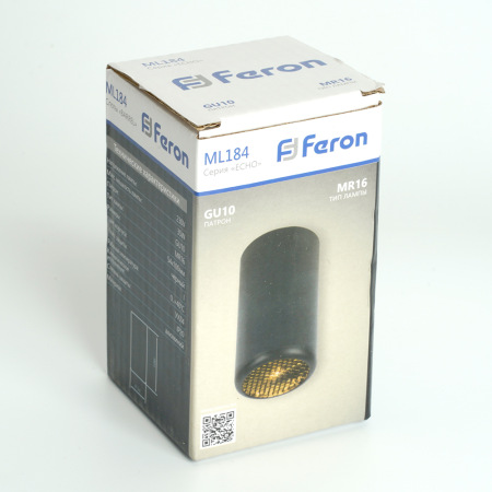 Светильник потолочный Feron ML184 Barrel ECHO MR16 GU10 35W 230V, черный, с антибликовой сеточкой