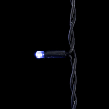 Гирлянда Бахрома 3,2 x 0,9 м Синяя с Мерцанием Белого Диода 220В, 168 LED, Провод Черный Каучук, IP65