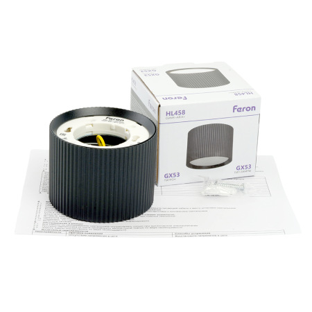Светильник потолочный Feron HL458 Barrel ARIA 12W, 230V, GX53, черный