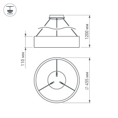 Светильник SP-TOR-RING-HANG-R460-33W Warm3000 (BK, 120 deg) (Arlight, IP20 Металл, 3 года), 023393(1)