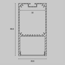 Алюминиевый профиль подвесной -накладной 35x66, ALM-3566-S-2M