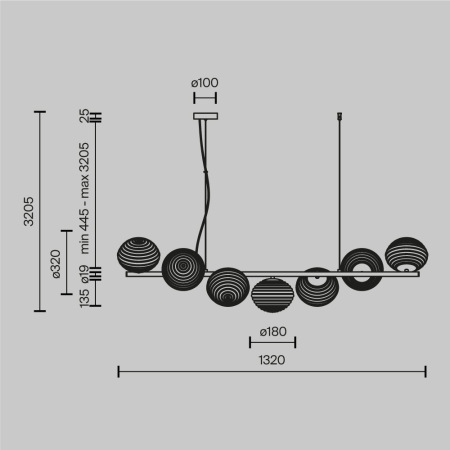 Подвесной светильник Reels E14х7, MOD268PL-07B