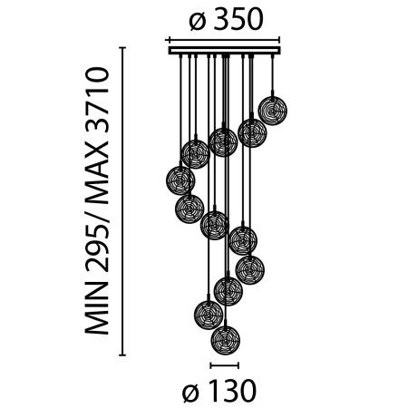 Подвесной светильник Frozen G4х12, MOD254PL-12BS