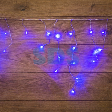 Гирлянда Айсикл (бахрома) светодиодный, 1,8 х 0,5 м, Прозрачный провод, 230 В, диоды синие